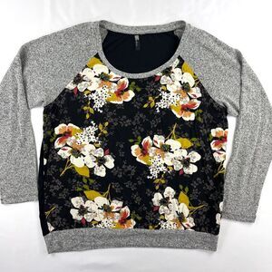 KUT from the Kloth Dark Floral Sweater Blouse Women's Untagged Medium Black